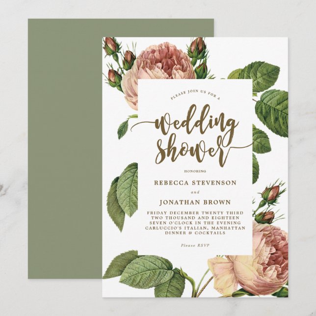 botanical floral wedding shower invitation (Front/Back)