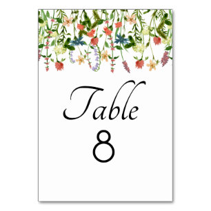 Botanical Floral Wedding Table Number