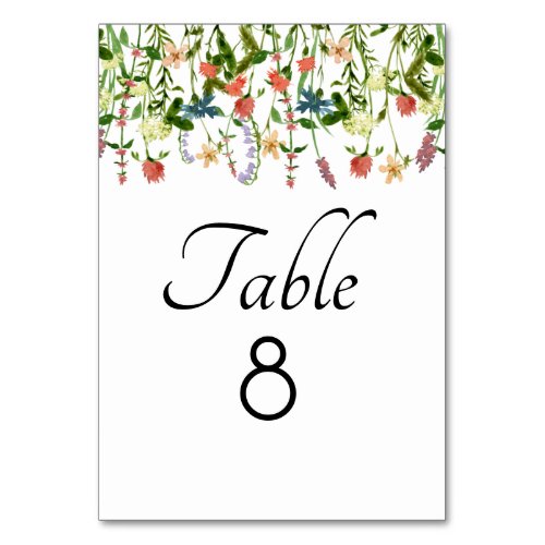 Botanical Floral  Wedding Table Number