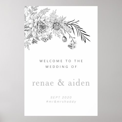 Botanical floral wedding welcome sign wedding poster