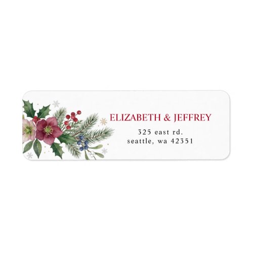 Botanical Floral Winter Christmas Wedding Label