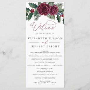 Botanical Floral Winter Christmas Wedding Program