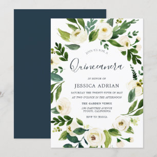 Botanical Floral Wreath Quinceanera Invitation