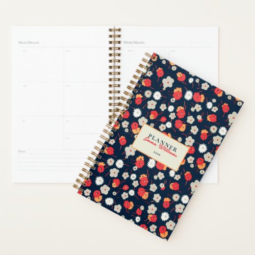 Botanical Floral Yellow Red and Blue Planner