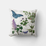 Botanical Flower Butterfly Pretty Paris Typography Throw Pillow at Zazzle
