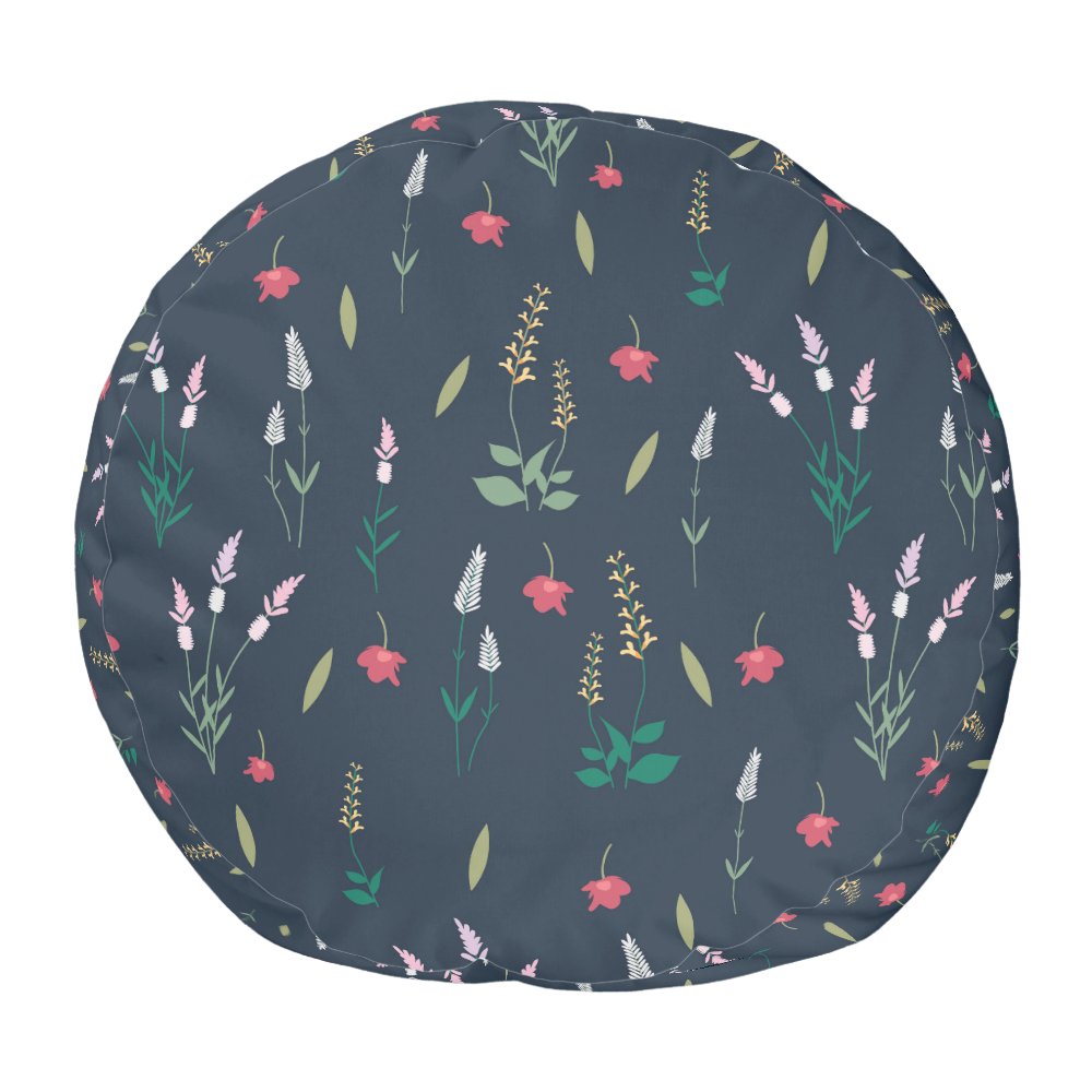 Botanical Flower Floral Pattern Round Pouf sold by Iguana Allied | SKU ...