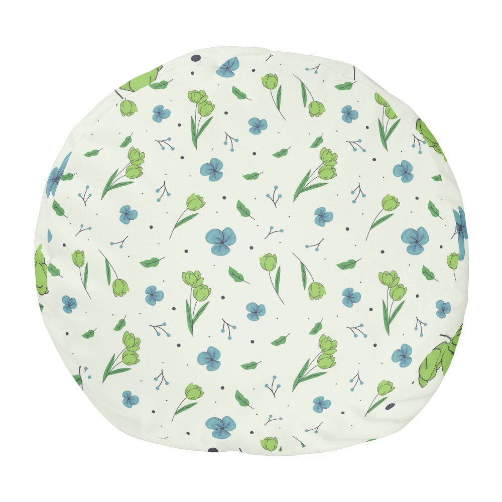 Botanical Flower Floral Pattern Round Pouf sold by Ajar Bait | SKU ...