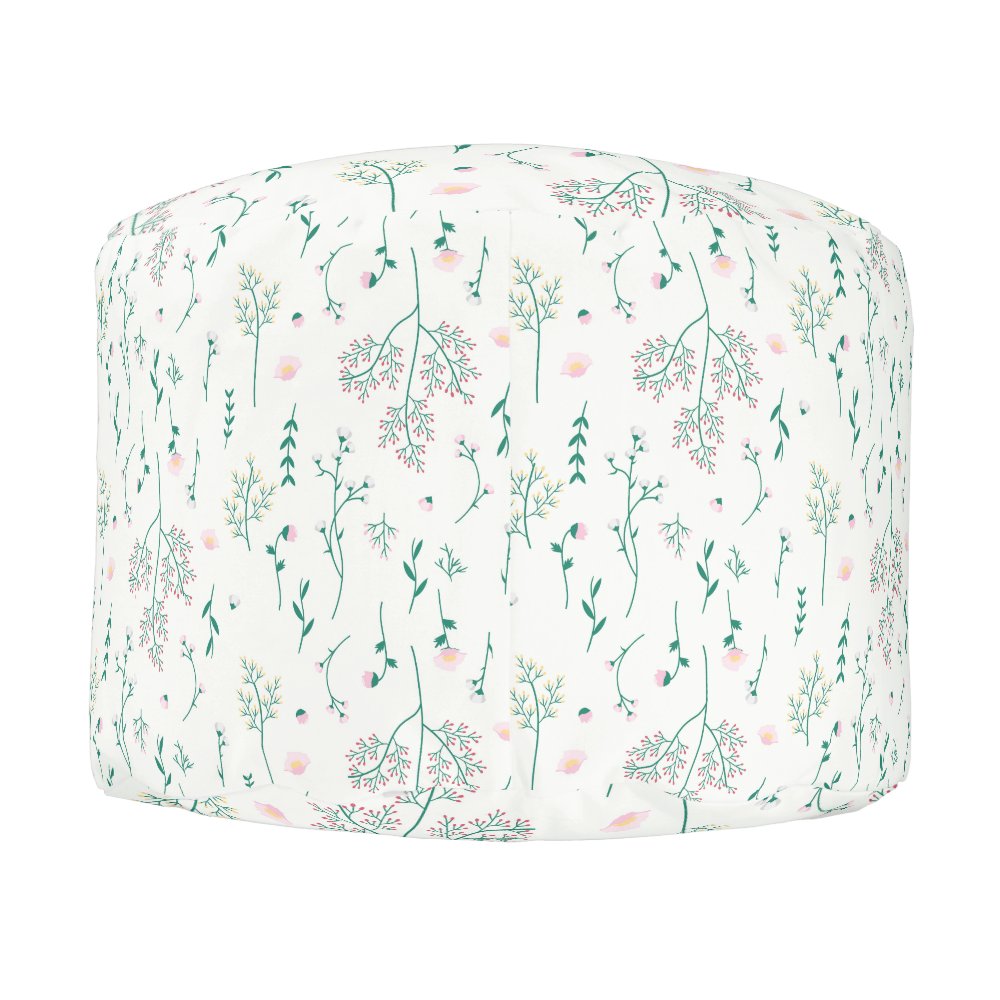 Discover Botanical Flower Floral Pattern Round Pouf