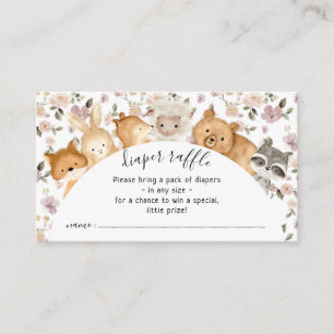 Botanical Flower Forest Baby Animals Diaper Raffle Enclosure Card