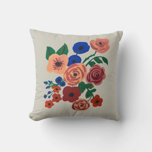 Botanical Flower Garden Throw Pillow (Front)