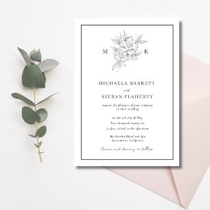 Botanical Flower Monogram Wedding Invitation