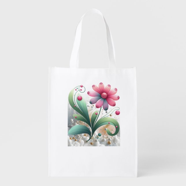 Botanical Flower of Whimsy  Grocery Bag (Front)