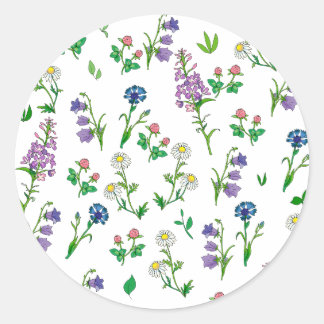 botanical flower pattern classic round sticker