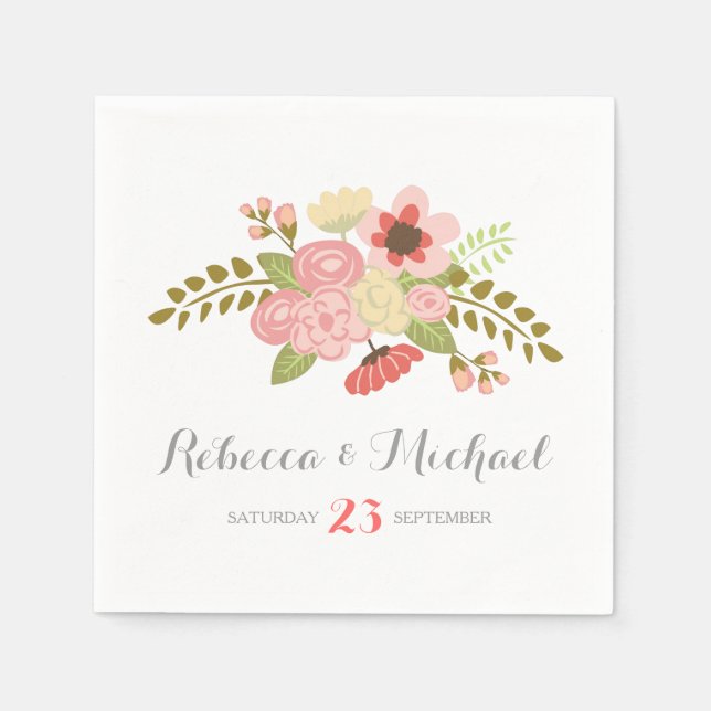 Botanical Flower Reception Napkins (Front)
