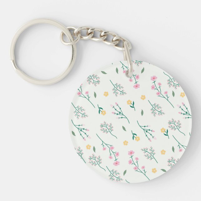  Botanical Flower Spring Floral Acrylic Keychain (Front)