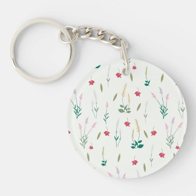  Botanical Flower Spring Floral Acrylic Keychain (Front)