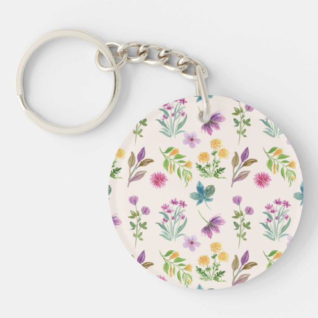  Botanical Flower Spring Floral Acrylic Keychain (Front)