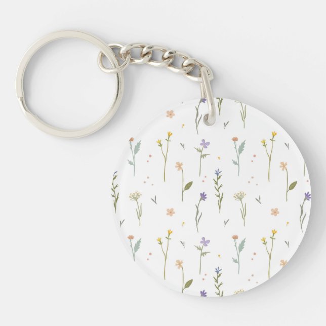  Botanical Flower Spring Floral Acrylic Keychain (Front)