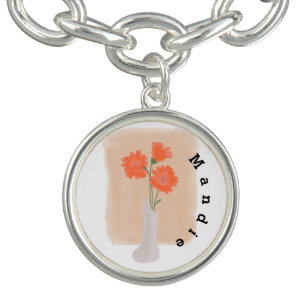 Botanical Flower Vase Art Bracelet