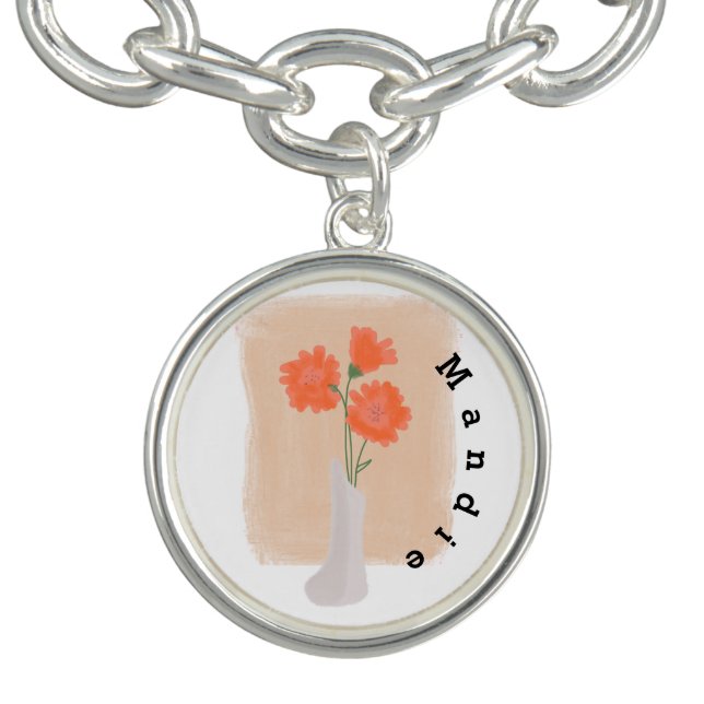 Botanical Flower Vase Art Bracelet (Design)