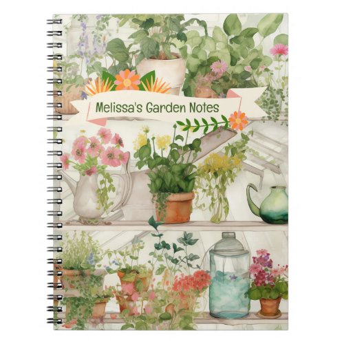 Botanical Flower Vase Garden Plants Watercolor  Notebook