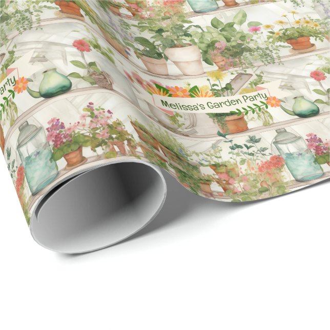 Botanical Flower Vase Garden Plants Watercolor Wrapping Paper (Roll Corner)