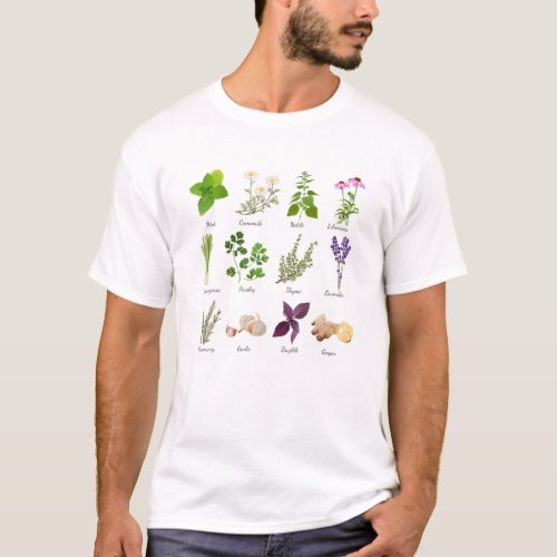 Botanical Flower Vintage Herbs Floral T_Shirt