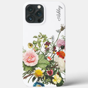 Botanical Flower Watercolor CUSTOM NAME iPhone 13 Pro Max Case
