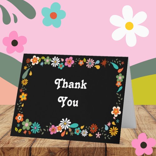 Botanical Flowers 70s inspired Thank You Card