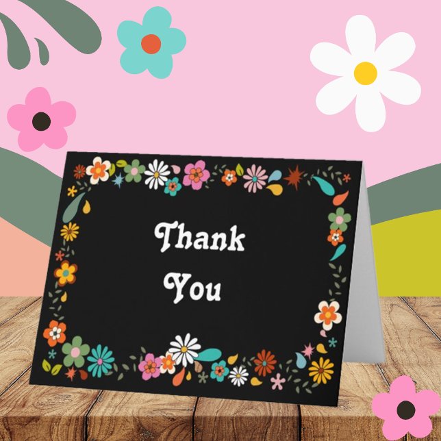 Botanical Flowers 70's inspired Thank You Card (Creator Uploaded)