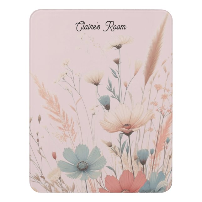 Botanical Flowers and Grasses Name  Door Sign (Contemporary Vert)