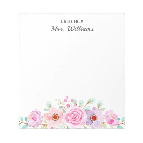 Botanical Flowers Floral A Note From Custom Name