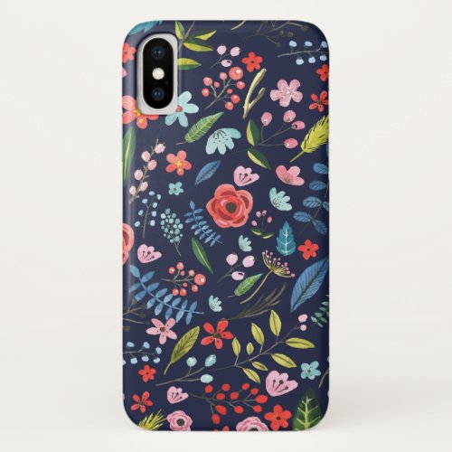 Botanical Flowers  Leafs Colorful Pattern iPhone X Case