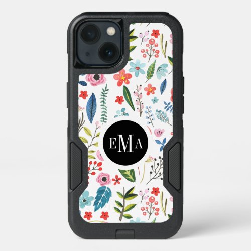 Botanical Flowers  Leafs Pattern iPhone 13 Case