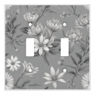 Botanical flowers on gray light switch cover
