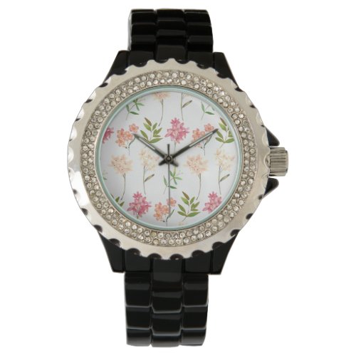 Botanical flowers print traditional cottage style watch