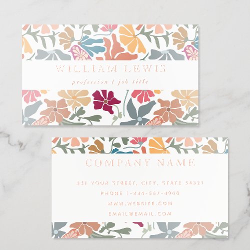 Botanical Flowers Professional Rose Gold Foil Business Cards