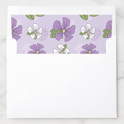 Botanical Flowers Purple and White Floral Wedding Envelope Liner