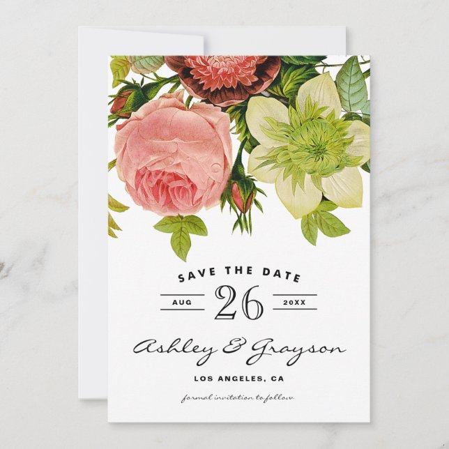 Botanical Flowers Save the Date Announcement (Front)