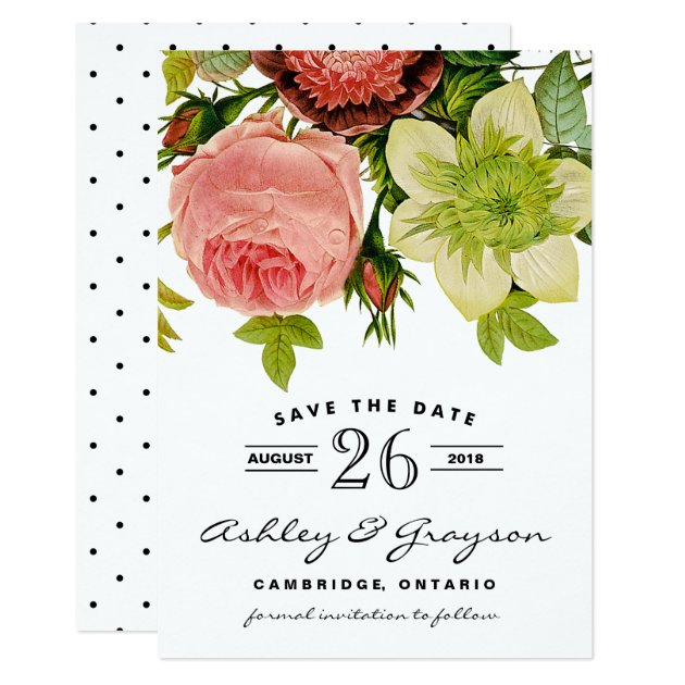 Botanical Flowers Save The Date Announcement