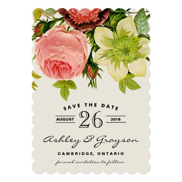 Botanical Flowers Save The Date Announcement II