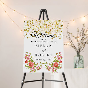 Botanical Flowery Elegant Wedding Welcome Sign