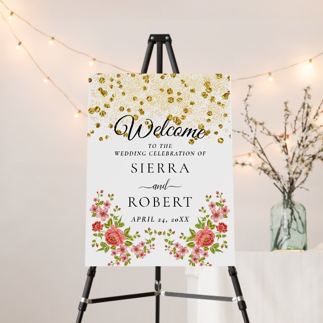 Botanical Flowery Elegant Wedding Welcome Sign (In Situ (Stand))