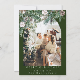 Botanical Foliage Arch 1 Photo Merry Christmas Holiday Card