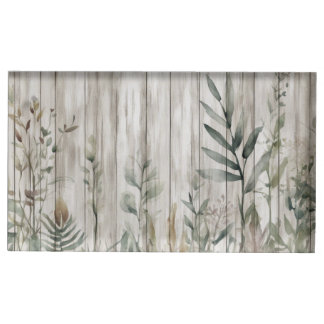 Botanical Foliage Farmhouse Barn Wood look Place Card Holder