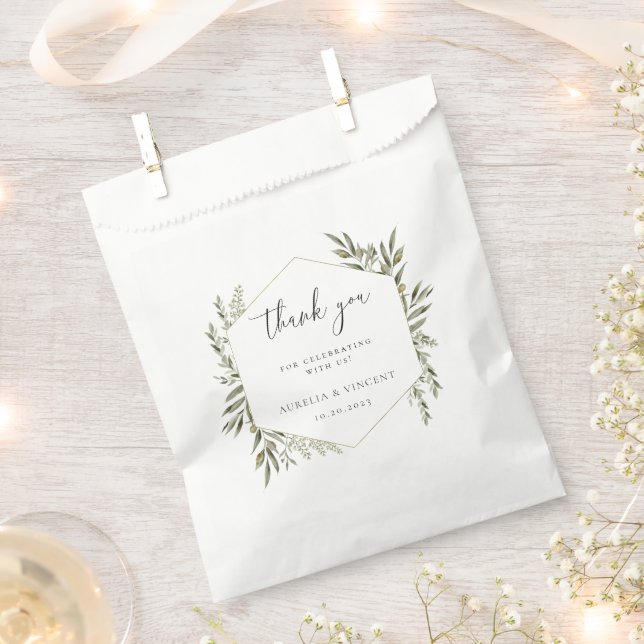 Botanical Foliage Frame Wedding Favor Bag (Clipped)