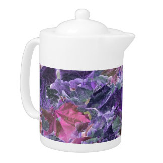 Botanical Foliage Leaf Pattern Pink Purple Teapot