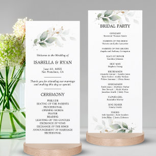 Botanical Foliage Leaves Green Gold Ceremony Program