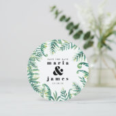 Botanical foliage photo save the date (Standing Front)