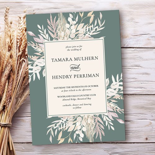 Botanical Foliage Sage Green Wedding Invitation